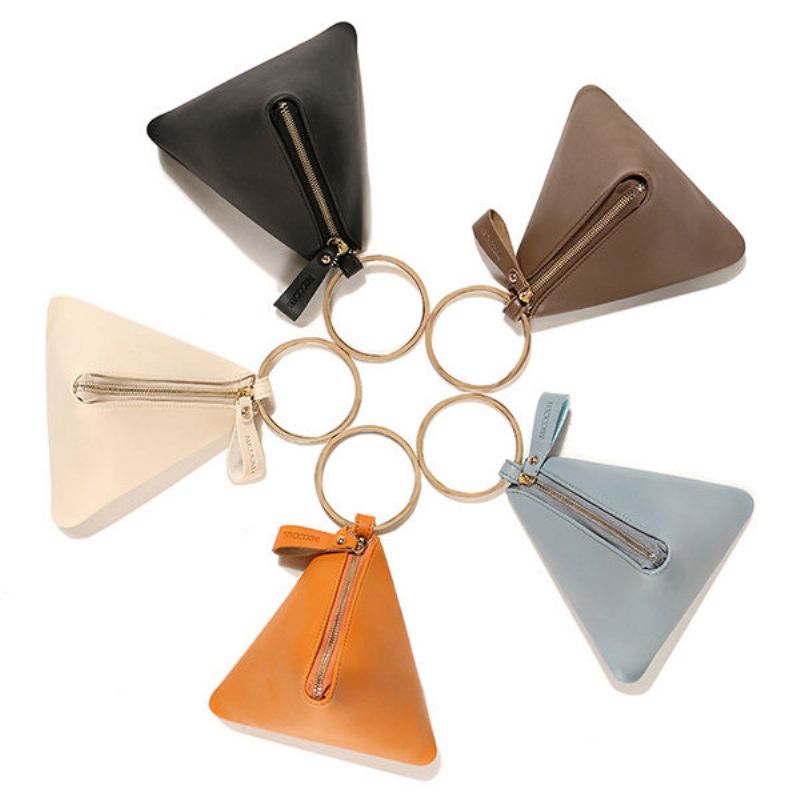 Triangle Creative Pu Skinn Glidelås Myntposer Kortholder Clutch Bag