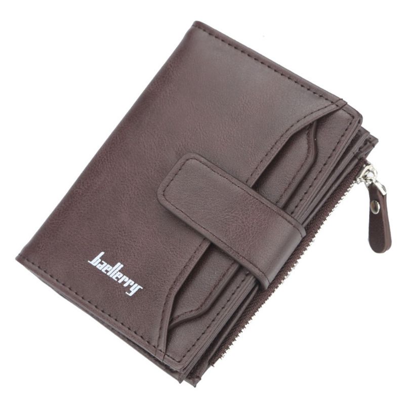 Trifold Business Leather Herre Lommebok Med Glidelås Multifunksjon Kort Veske Slank Mann Penger Multi-kort Posisjoner Mynt Skinn For Menn