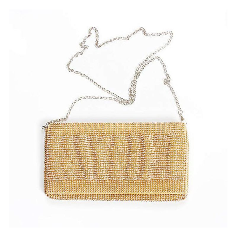 Utsøkt Bryllupsfest Clutch Veske Glitrende Crystal Dame Evening Bag Rhinestone Håndveske - Gull