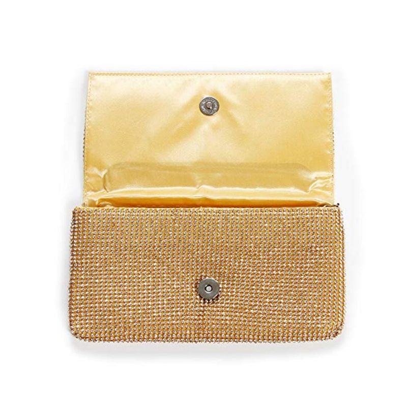 Utsøkt Bryllupsfest Clutch Veske Glitrende Crystal Dame Evening Bag Rhinestone Håndveske - Gull