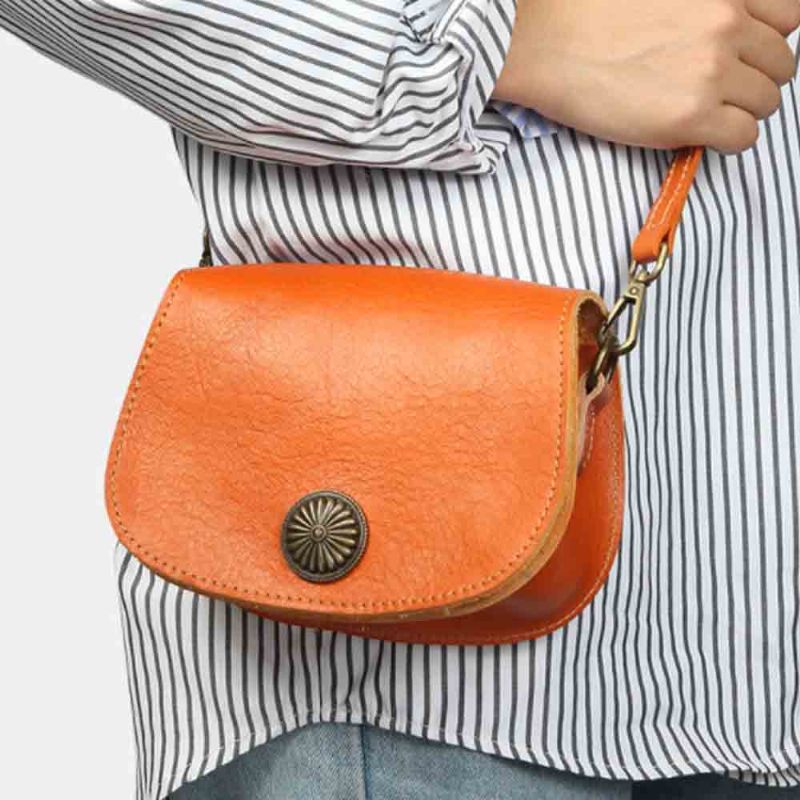 Vegetabilsk Garvet Skinn Cross Body Bag Vintage Leather Satchel Bags