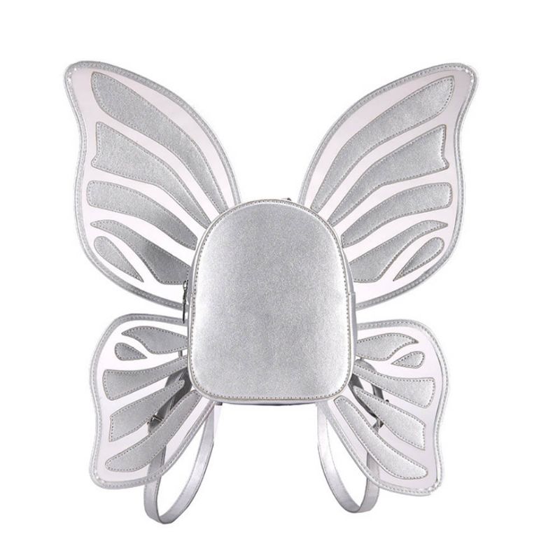 Vinkler Vinger Dame Ryggsekk Pu Materiale Rullesekk Butterfly Shape Pakke-sekk For Kvinner