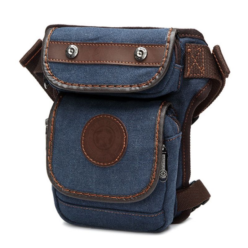 Vintage Canvas Sports Leg Bag Casual Outdoor Waist Bag Multi Pocket Solid Bag For Menn