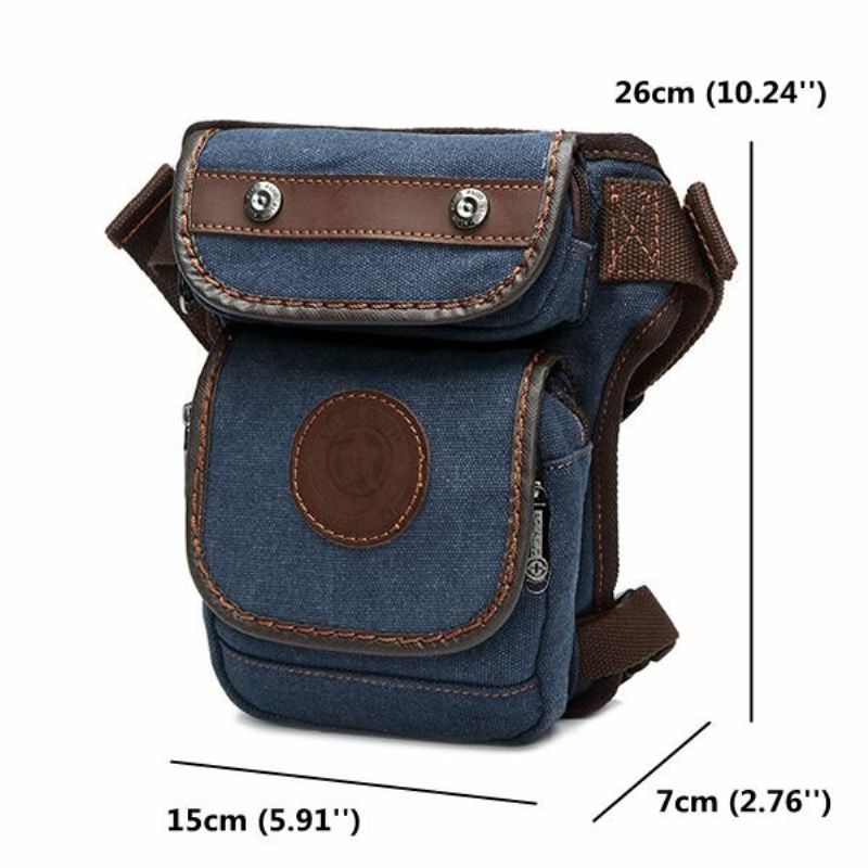 Vintage Canvas Sports Leg Bag Casual Outdoor Waist Bag Multi Pocket Solid Bag For Menn