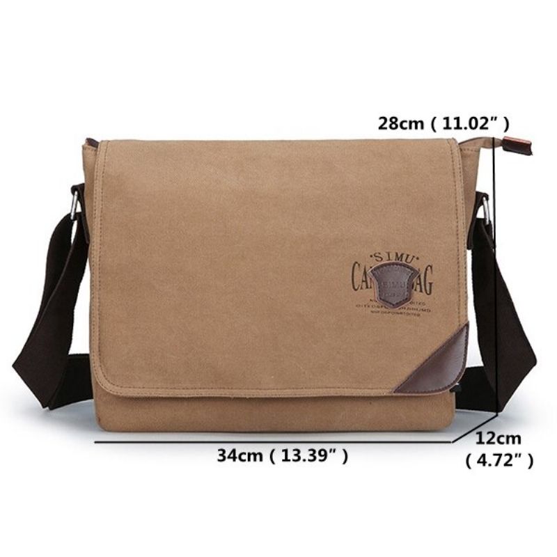 Vintage Canvas Stor Kapasitet Uformell Skulderveske Crossbody Bag