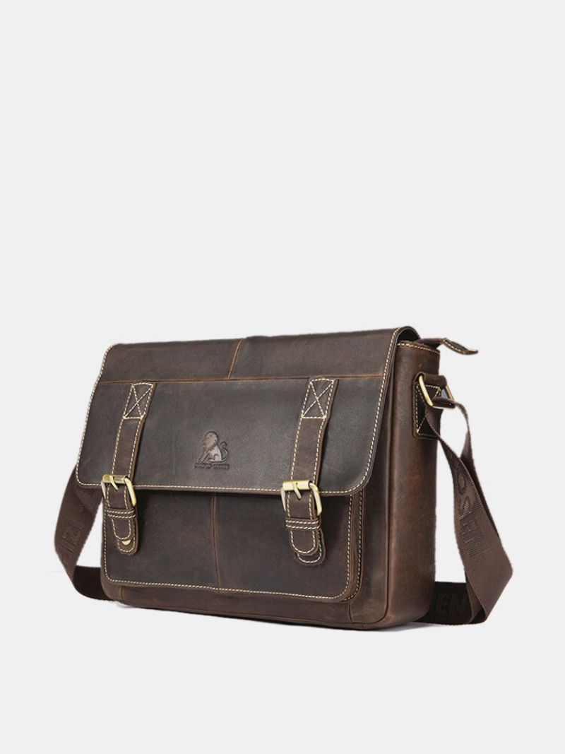 Vintage Ekte Skinn Business Crossbody-veske For Menn