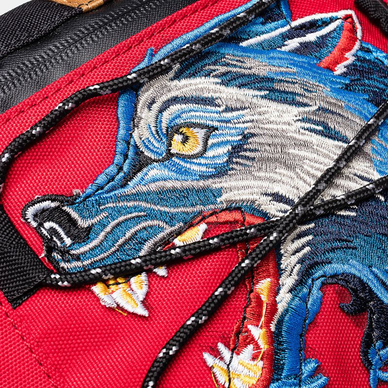 Wolf Broderi Uformell Midjeveske Brystveske Slyngeveske Crossbody-veske For Menn