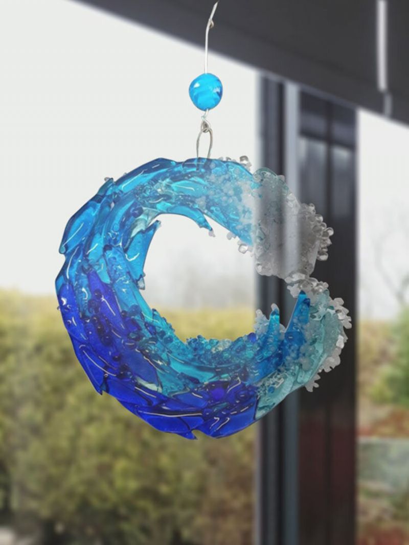 1 Pc Resin Transparent Ocean Wave Ornamenter Vegghengende Kreativt Håndverk Hjem Dekor