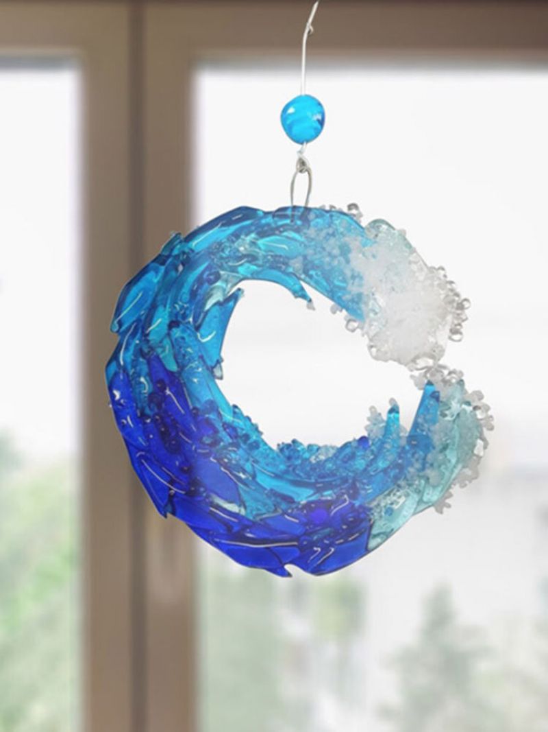 1 Pc Resin Transparent Ocean Wave Ornamenter Vegghengende Kreativt Håndverk Hjem Dekor