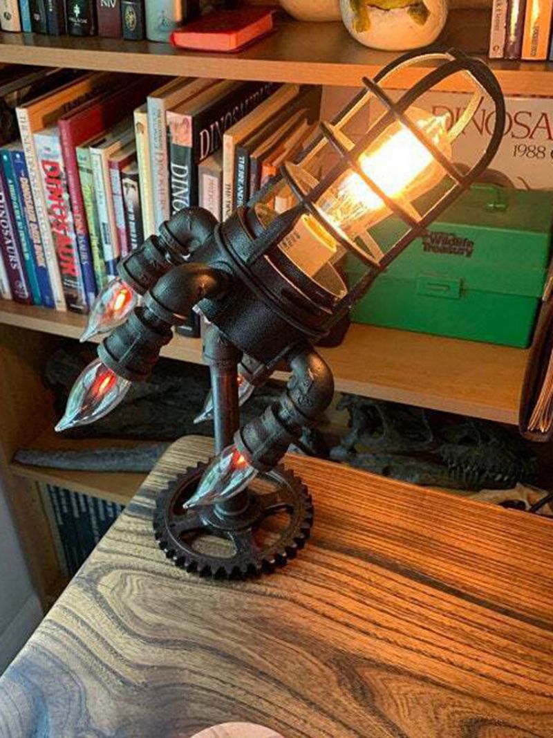 1 Pc Vintage Steampunk Rakett Lampe Kul Led Bord Nattlys Hjemmekontor Skrivebord Dekorasjon Håndverk Farsdag