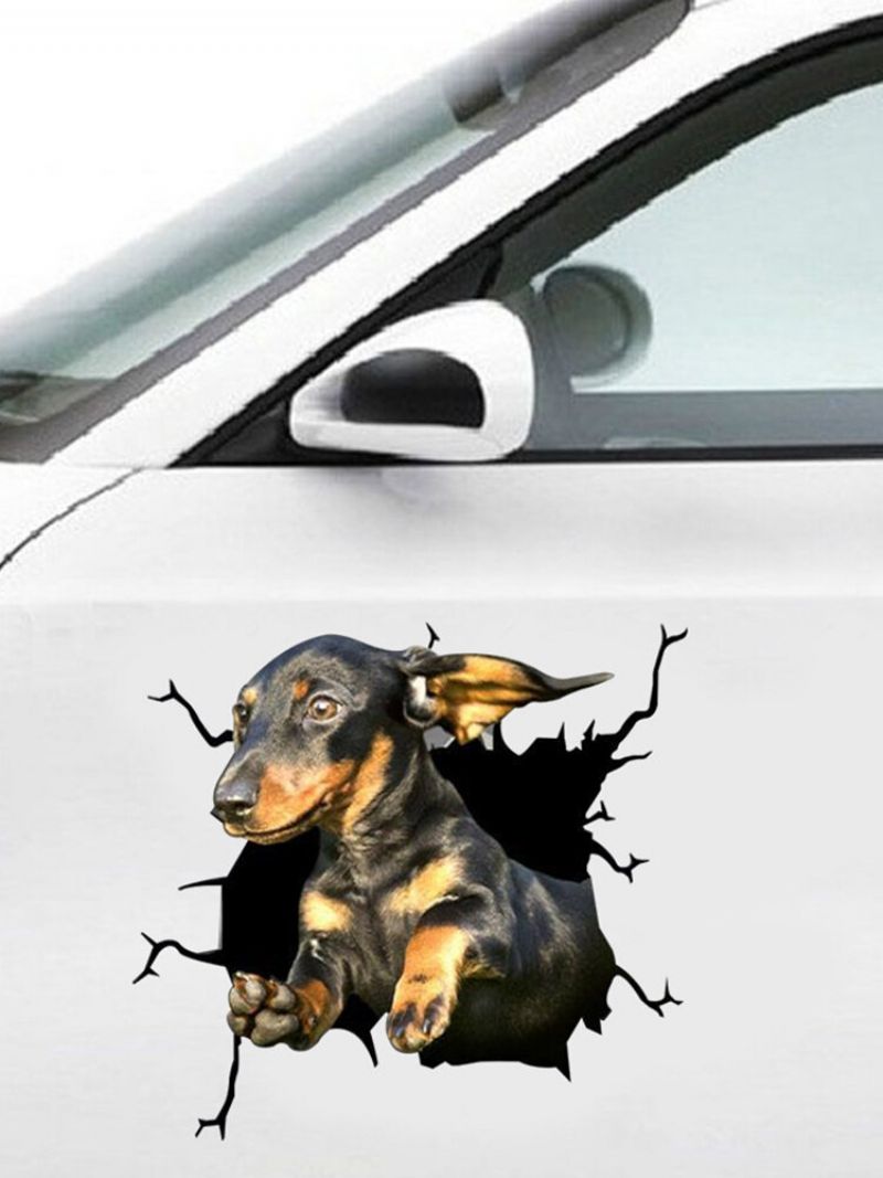 1 Stk 3d Vivid Vegg Bilvindu Hund Vinyl Dekal Knust Glass Kreative Klistremerker Avtakbar Gave Til Hundeelsker