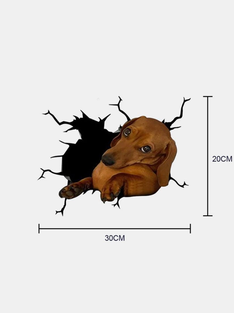 1 Stk 3d Vivid Vegg Bilvindu Hund Vinyl Dekal Knust Glass Kreative Klistremerker Avtakbar Gave Til Hundeelsker