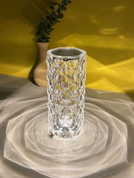 1 Stk Glassform Rosebladprojeksjon Krystall Flerfarget Bordlampe Soveromsdekor Led Diamond Atmosphere Nattlys