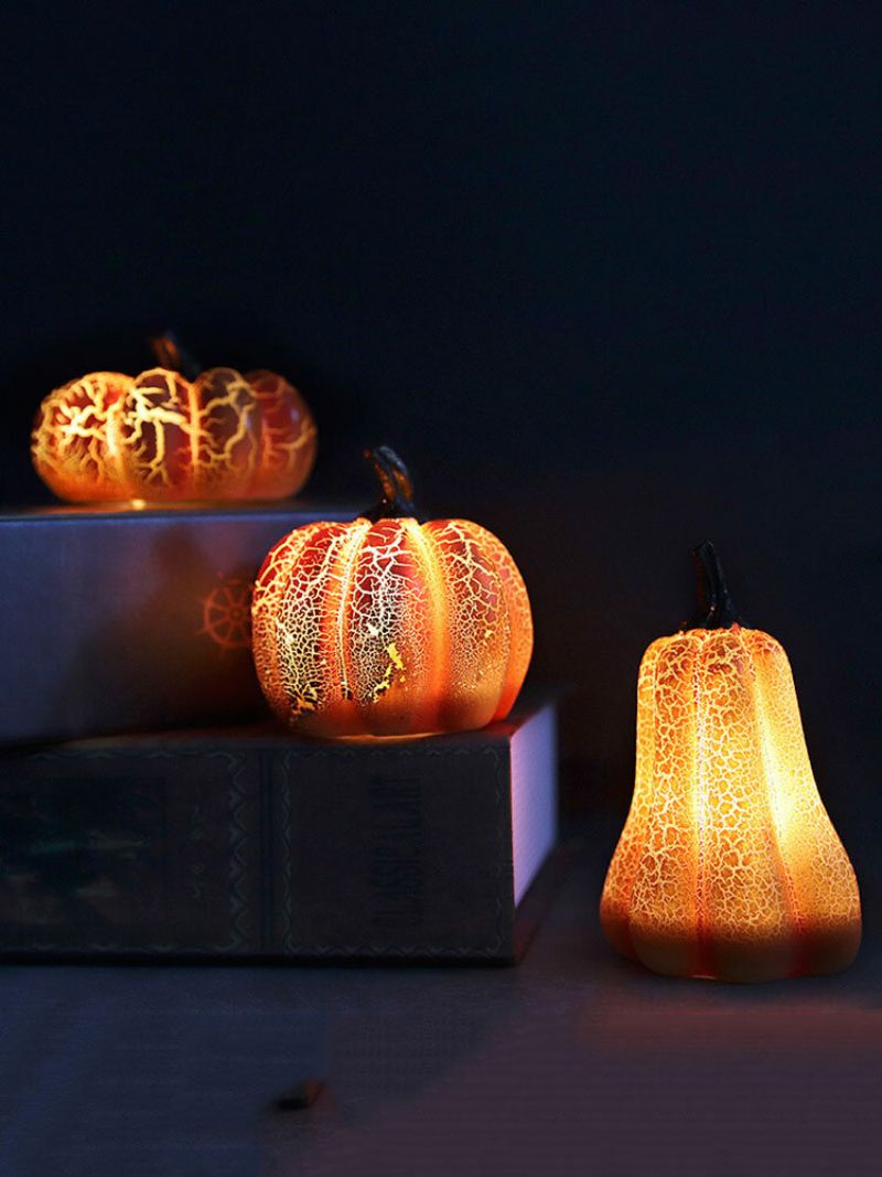1 Stk Halloween Gresskar Lampe Simulering Led Stearinlys Harpiks Lys Ornamenter Lysende Dekor Layout Rekvisitter