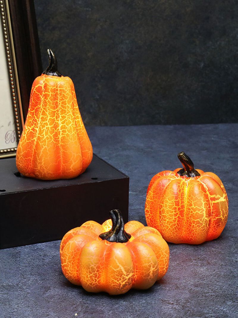 1 Stk Halloween Gresskar Lampe Simulering Led Stearinlys Harpiks Lys Ornamenter Lysende Dekor Layout Rekvisitter