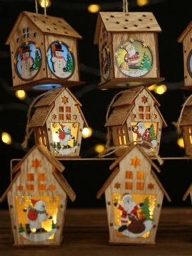 1 Stk Juletre Juleopplyst Trehytte Kreativ Forsamling Lite Husdekorasjon Lysende Farget Hytte