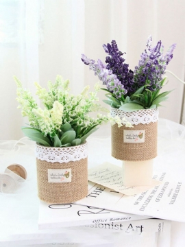 1 Stk Lavendel Kunstig Blomster Linpose Bonsai Hjemmekontor Hagedekor Grønn Blad Plantedekorasjon