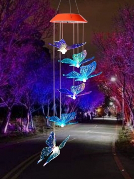 1 Stk Led Solenergi Butterfly Wind Chime Fargeskiftende Nattlys Lampe Hjem Hage Dekorasjon