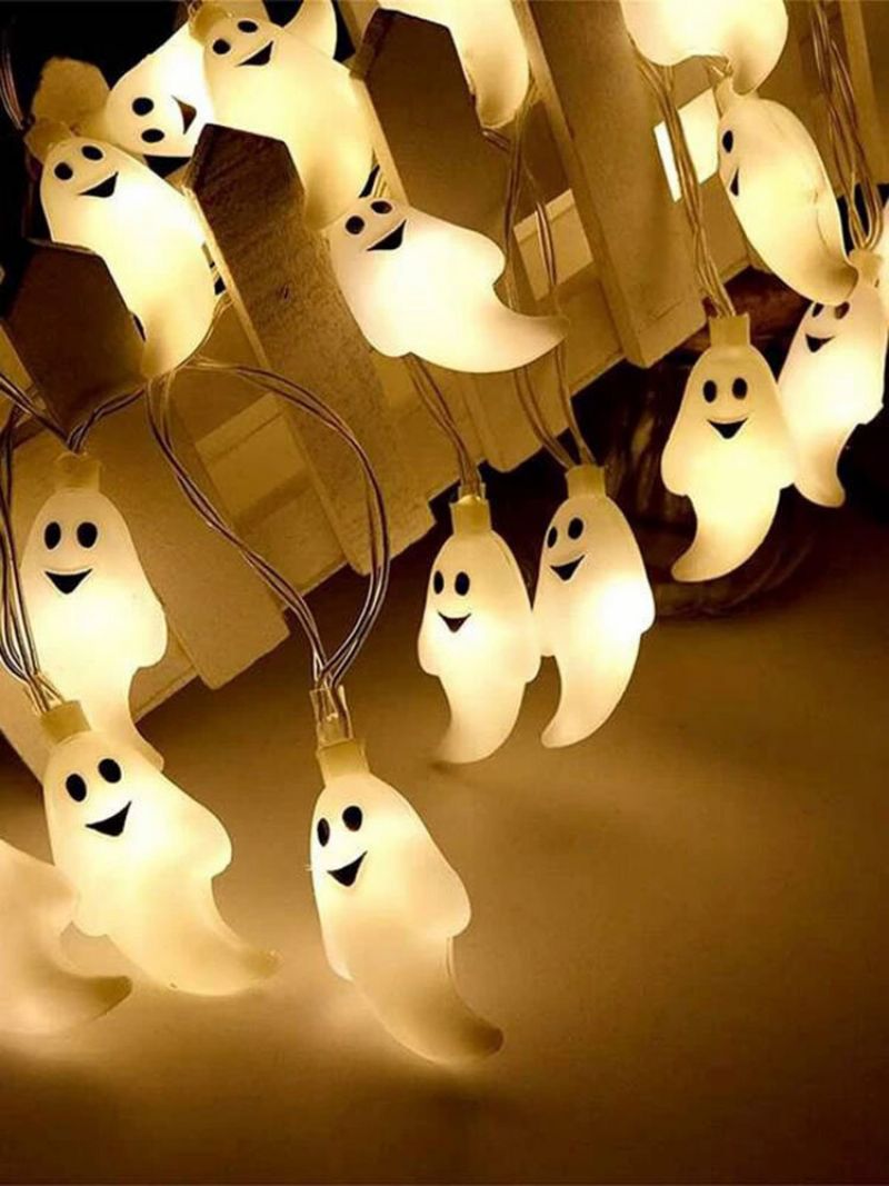 10/20/40/50 Leds Ghost Party Lamp String Lights Mønster Dekorativ Energisparende Plast Skummel Atmosfære Halloween Light Cosplay Prop