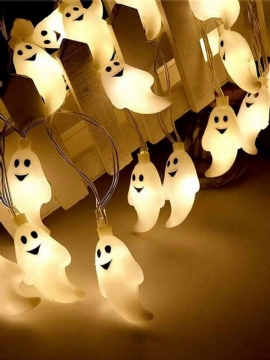 10/20/40/50 Leds Ghost Party Lamp String Lights Mønster Dekorativ Energisparende Plast Skummel Atmosfære Halloween Light Cosplay Prop