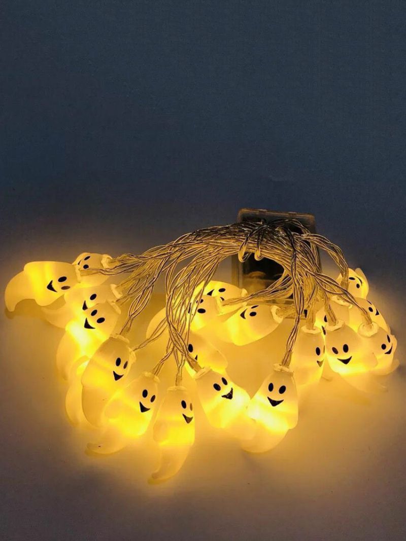 10/20/40/50 Leds Ghost Party Lamp String Lights Mønster Dekorativ Energisparende Plast Skummel Atmosfære Halloween Light Cosplay Prop