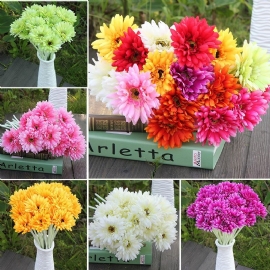 10 Stk Sunbeam Gerbera Kunstig Blomst Daisy Brudebukett Bryllupsfest Hjemmeinnredning