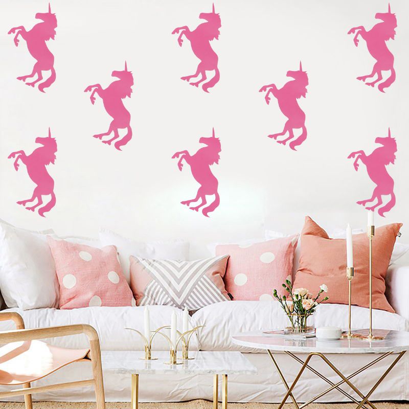 10 Stk Unicorn Wall Stickers Soverom Stue Bakgrunn Veggdekor Art