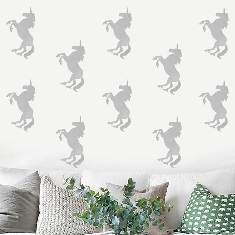 10 Stk Unicorn Wall Stickers Soverom Stue Bakgrunn Veggdekor Art