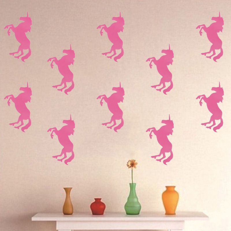 10 Stk Unicorn Wall Stickers Soverom Stue Bakgrunn Veggdekor Art