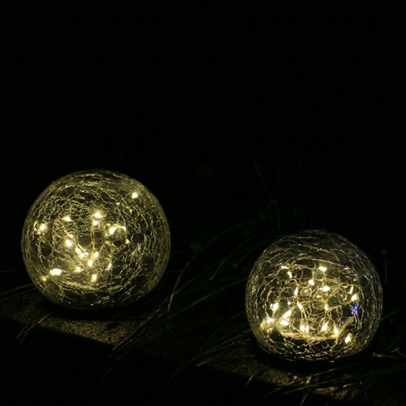 10cm/12cm Utendørs Solar Hage Lampe Crack Ball Gress Begravet Vanntett