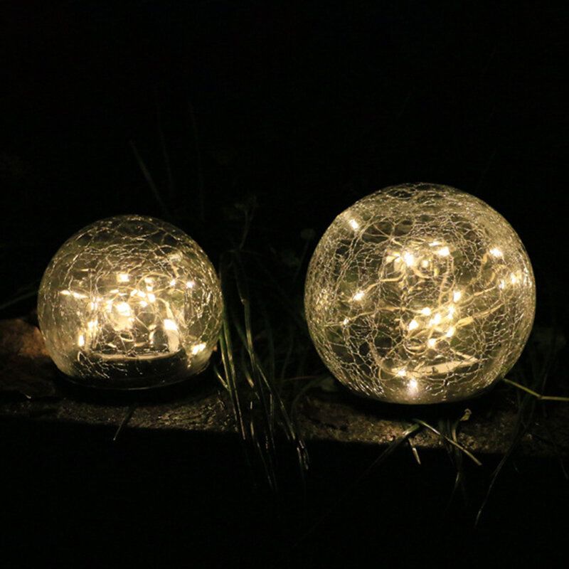 10cm/12cm Utendørs Solar Hage Lampe Crack Ball Gress Begravet Vanntett