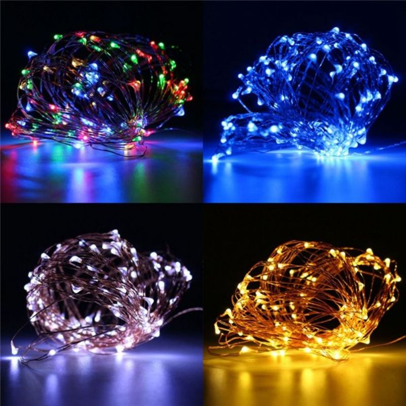 10m 100 Led Kobbertråd Fairy String Light Batteridrevet Vanntett Party Dekor Black Shell