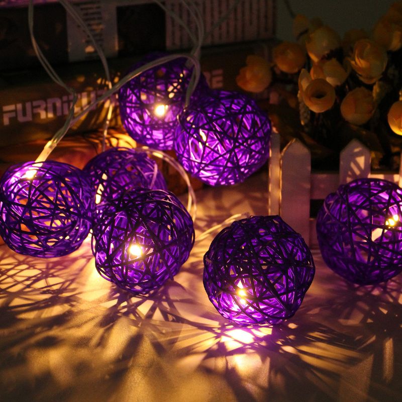 20 Led Rattan Ball String Lys Sett Hjem Hage Fairy Fargerik Lampe Bryllupsfest Dekor