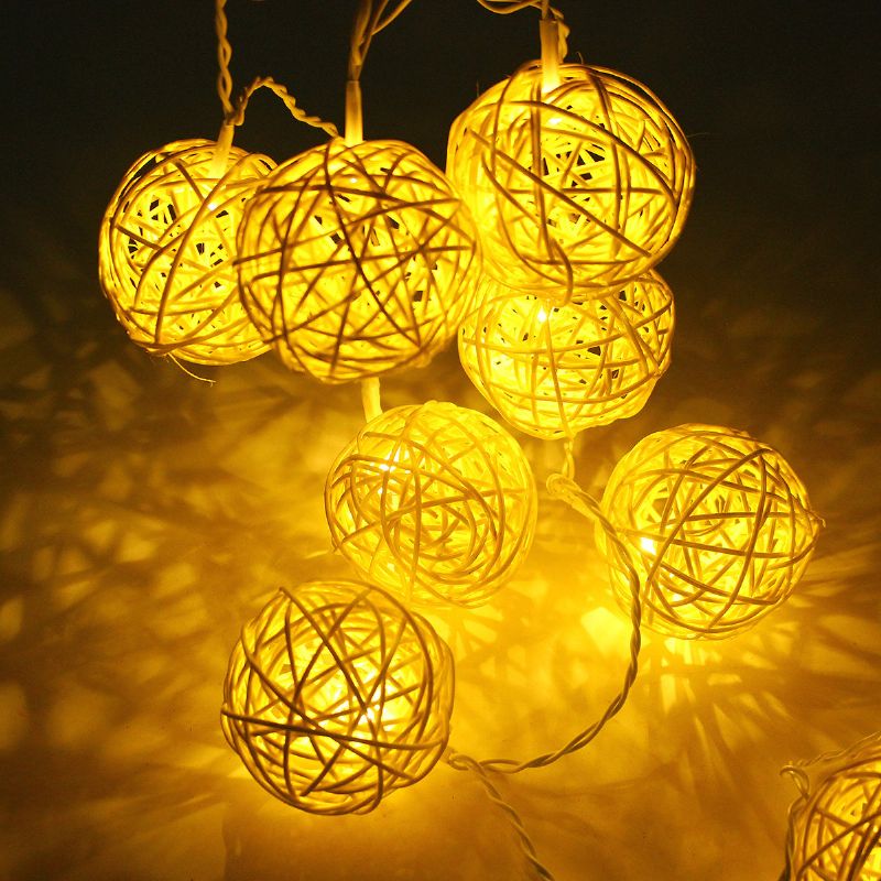 20 Led Rattan Ball String Lys Sett Hjem Hage Fairy Fargerik Lampe Bryllupsfest Dekor