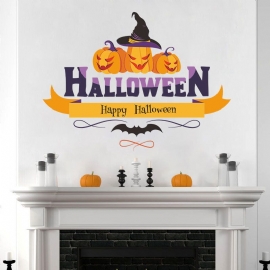 2023 Halloween-vegggresskar-dekorasjonsklistremerke Søt Vindusklistremerke