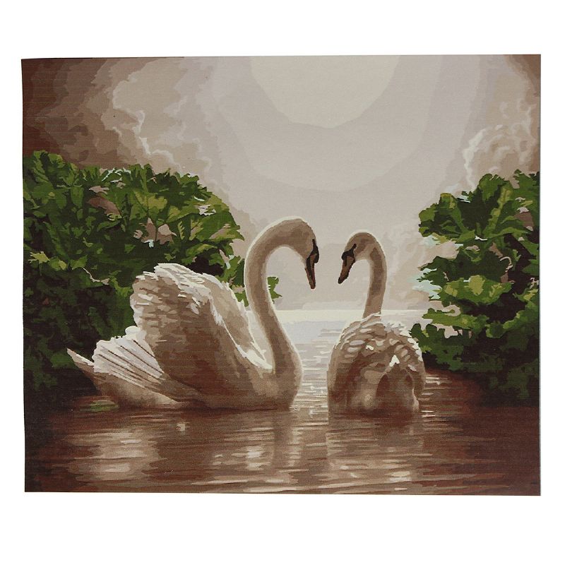 20x16 Tommer Diy Paint By Number Kit Digital Oljemaling Canvas Romantic Double Swan