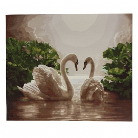 20x16 Tommer Diy Paint By Number Kit Digital Oljemaling Canvas Romantic Double Swan