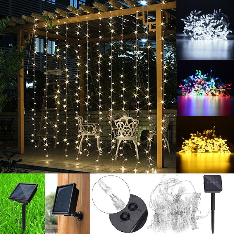 3mx3m Led Solar Powered Fairy String Gardin Light Lampe Utendørs Party Xmas