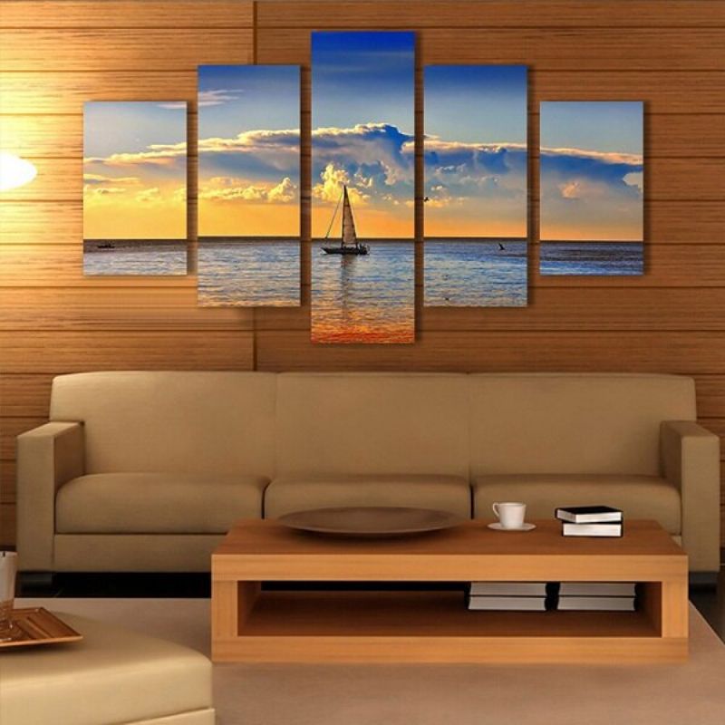 5 Stk Estetisk Dusk Sjømalt Dekor Soverom Vegg Art Home Decor