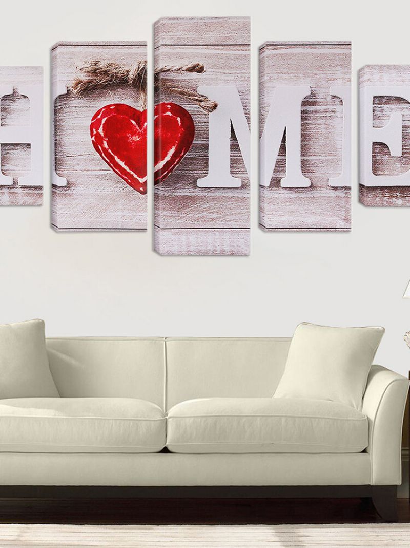 5 Stk Love Home Lerretsmaling Veggkunst Soverom Stue Hjemmeinnredning Uinnrammet