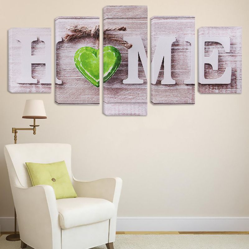 5 Stk Love Home Lerretsmaling Veggkunst Soverom Stue Hjemmeinnredning Uinnrammet