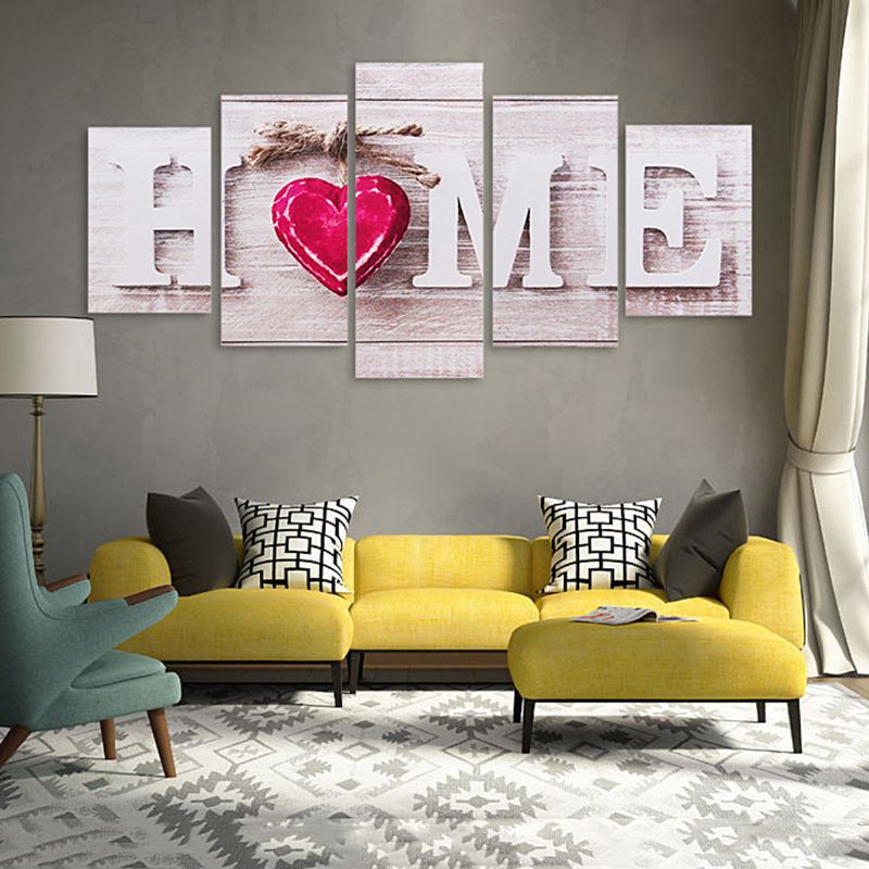 5 Stk Love Home Lerretsmaling Veggkunst Soverom Stue Hjemmeinnredning Uinnrammet