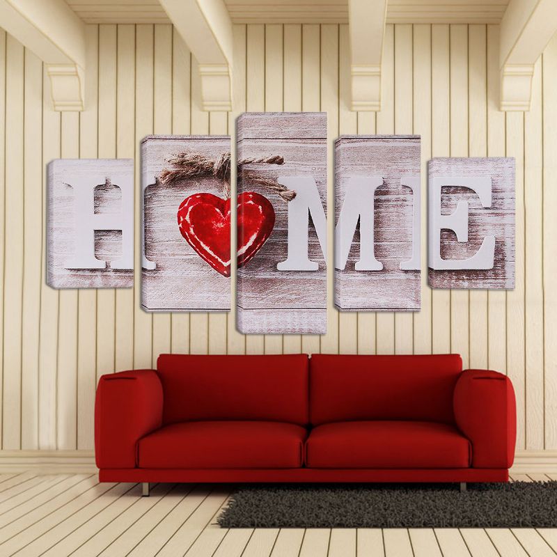 5 Stk Love Home Lerretsmaling Veggkunst Soverom Stue Hjemmeinnredning Uinnrammet