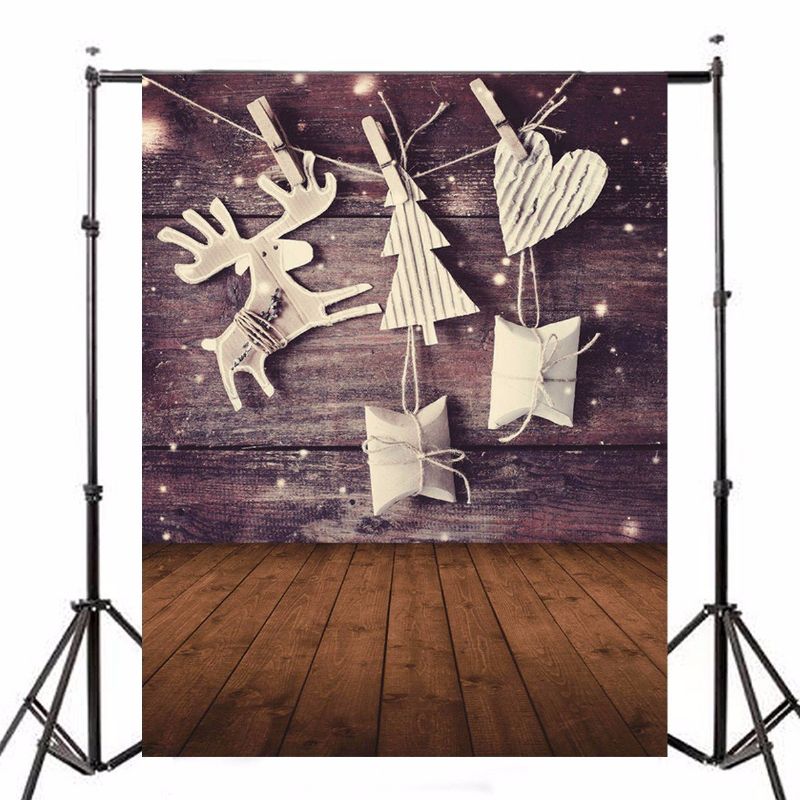 5 X 7 Ft Juletema Julegave Elk Wood Board Foto Vinyl Bakgrunn