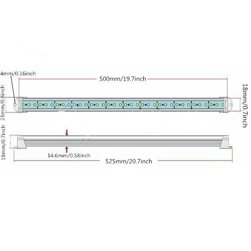 50cm 9w 5630 36 Smd Led Vanntett Stiv Stripe Skap Lysstang M/deksel Dc12v