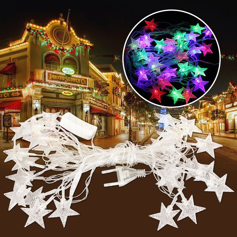 5m 28 Led Pentagram String Fairy Light Flerfarget Bryllupsfest Hjemmeinnredning 220v