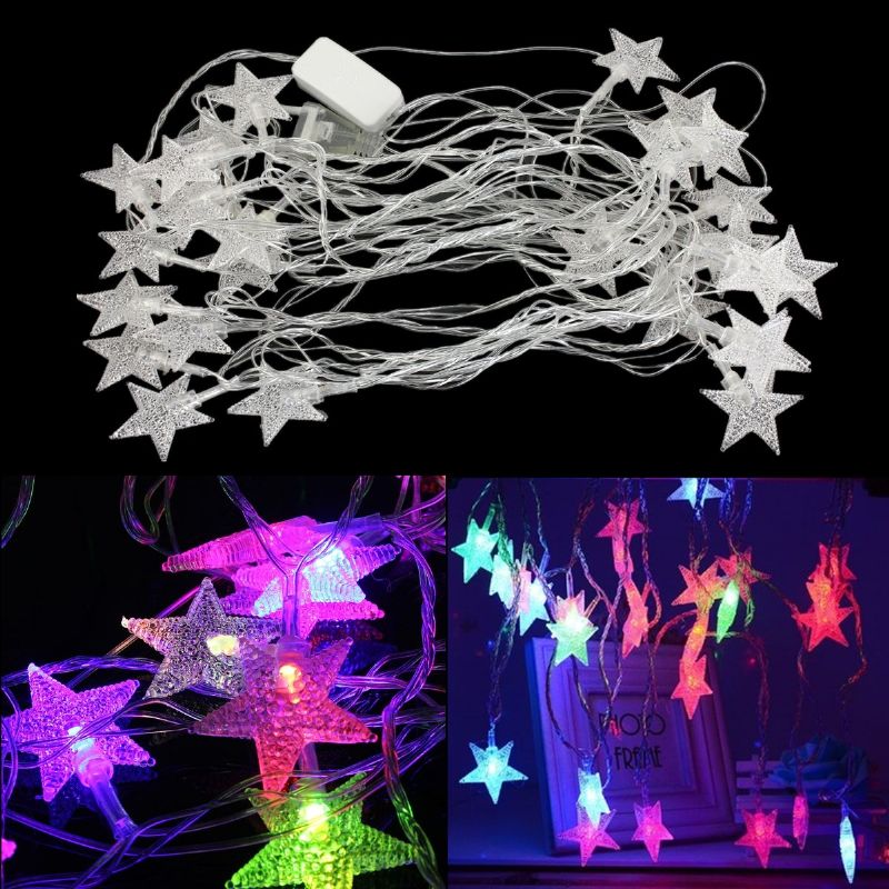 5m 28 Led Pentagram String Fairy Light Flerfarget Bryllupsfest Hjemmeinnredning 220v