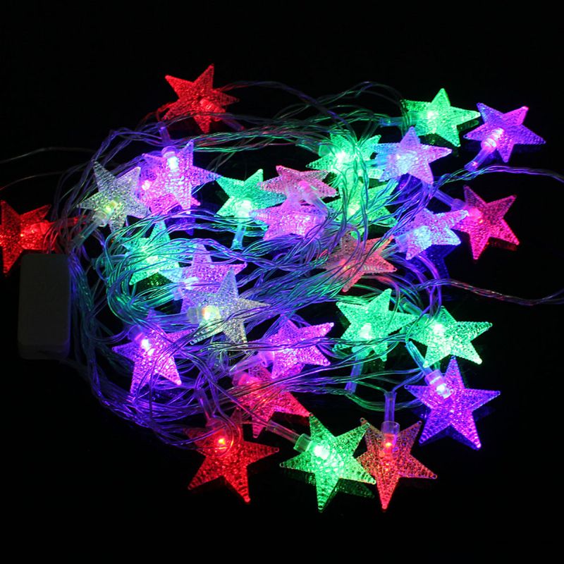 5m 28 Led Pentagram String Fairy Light Flerfarget Bryllupsfest Hjemmeinnredning 220v