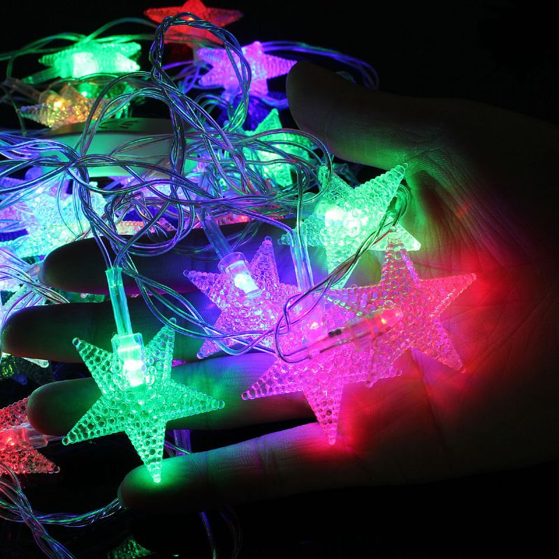 5m 28 Led Pentagram String Fairy Light Flerfarget Bryllupsfest Hjemmeinnredning 220v