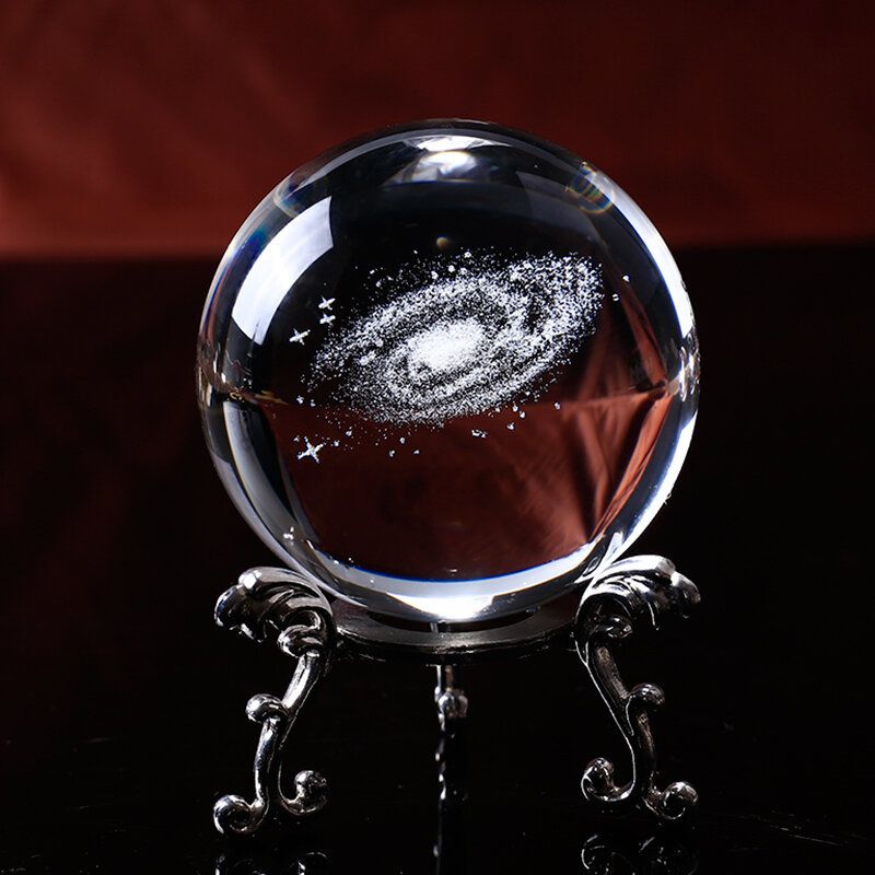 6 cm Lasergravert 3d Galaxy Krystallkule Kvartsglass Hjemmetilbehør Astronomi Miniatyrgaver